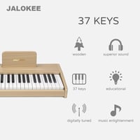 JALOKEE Gyermek Digitális Zongora 37 Billentyűvel - Fa Kivitelű Zenei Oktató Játék Hangszer Kisfiúknak és Kislányoknak 3-12 Éves Korig 2