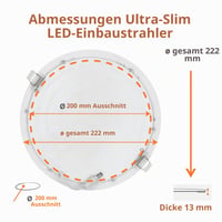 JANDEI 3 ks Okrúhle vstavané LED bodové svietidlo 18W 1500 lúmenov, extratenké 13 mm, montážny priemer 200-205 mm, neutrálna biela 4200K, s transformátorom 4