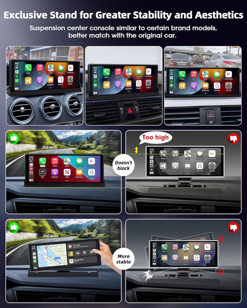 Jansite 10.26" CarPlay Android autós kijelző GPS navigációval és OTA frissítéssel