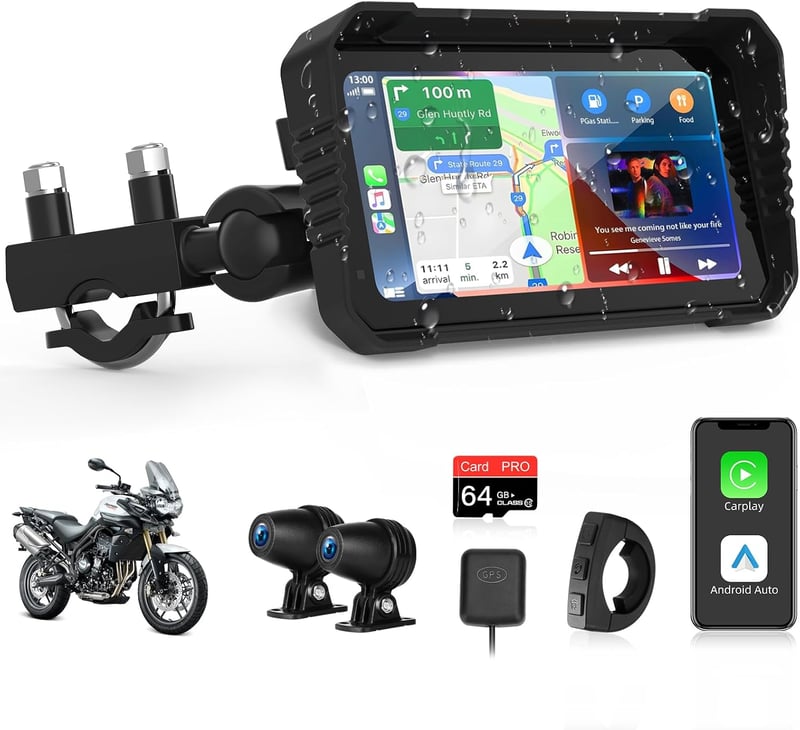 Jansite 4K Motorkerékpár CarPlay Autórádió Fedélzeti Kamera 6,25" GPS Érintőképernyő IP67