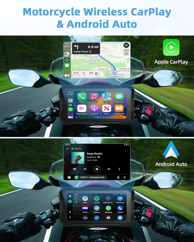 Jansite 4K Motorkerékpár CarPlay Autórádió Fedélzeti Kamera 6,25" GPS Érintőképernyő IP67