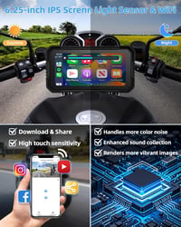 Jansite 4K Motorkerékpár CarPlay Autórádió Fedélzeti Kamera 6,25" GPS Érintőképernyő IP67 4