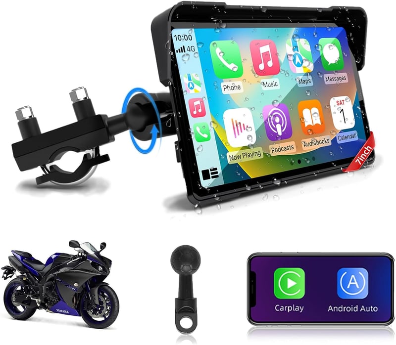 Jansite 7 hüvelykes motoros navigáció IP67 vízálló kijelző CarPlay Android