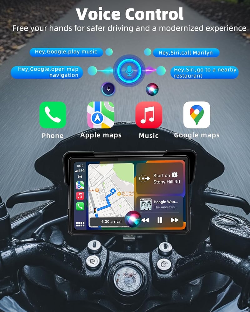 Jansite 7 hüvelykes motoros navigáció IP67 vízálló kijelző CarPlay Android