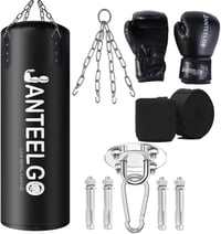 JANTEELGO 100 cm Függőleges Boxzsák PU Bőr MMA Kickboxing Muay Thai Karate Edzéshez Lánccal és Mennyezeti Horoggal 1