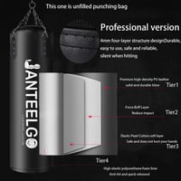 JANTEELGO 100 cm Függőleges Boxzsák PU Bőr MMA Kickboxing Muay Thai Karate Edzéshez Lánccal és Mennyezeti Horoggal 3