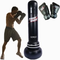 JANTEELGO 180 cm-es Álló Boxzsák PVC Edzészsák Fényképes Dizájnnal Ökölvívó Kesztyűvel 1