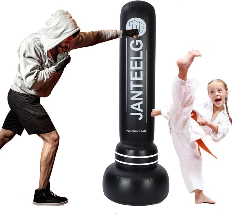 JANTEELGO 180 cm Önálló Boxzsák Ütéstechnika Edzéshez Karate Taekwondo MMA Gyakorláshoz