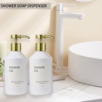 Janxin 3x500 ml biela plastová dávkovač na tekuté mydlo so zlatou hlavicou do sprchy a kuchyne na šampón, sprchový gél, kondicionér s nálepkami 6
