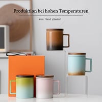 Cană de ceai JanYoo cu capac și infuzor, 300 ml, cană din ceramică pentru ceai vrac și ceai înflorit, glazură gradient, cadou pentru iubitorii de ceai, maro 7