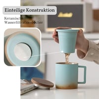 Cană de ceai JanYoo cu capac și infuzor, 300 ml, cană din ceramică pentru ceai vrac și ceai înflorit, glazură gradient, cadou pentru iubitorii de ceai, maro 5
