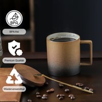 Cană de ceai JanYoo cu capac și infuzor, 300 ml, cană din ceramică pentru ceai vrac și ceai înflorit, glazură gradient, cadou pentru iubitorii de ceai, maro 2