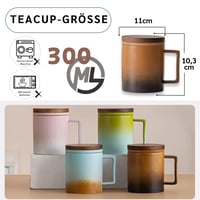 Cană de ceai JanYoo cu capac și infuzor, 300 ml, cană din ceramică pentru ceai vrac și ceai înflorit, glazură gradient, cadou pentru iubitorii de ceai, maro 6
