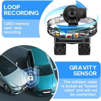 JAOGAUS 360° fedélzeti kamera, 4x1080P HD, WiFi/GPS, 24 órás parkolás mód 4