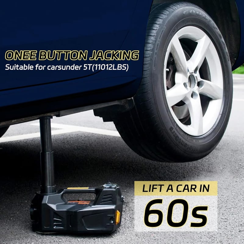 JAOGAUS 5T Elektromos Hidraulikus Emelő 12V LED Lámpa Nyomatékkulcs Pumpa