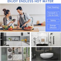 Încălzitor de apă electric instant JAOGAUS 6000 W, afișaj LED pentru temperatură, 230 V, pentru bucătărie și duș, fără ștecher, rezistent la presiune, încălzire rapidă 2