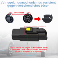 Adaptor cablu de încărcare JAOGAUS EV, mufă Type 2 (IEC 62196) – priză Type 1 (SAE J1772), 32A 250V 7.2KW, convertor conector stație de încărcare mașină electrică cu clips 3