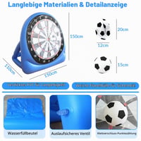 JAOGAUS Nafukovací futbalový terč 150 cm, vonkajší terč na zábavu v záhrade pre deti aj dospelých 5