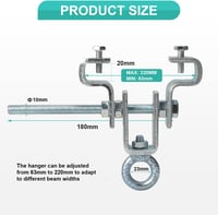 JAOGAUS I-Gerendatartó 2db - Állítható Acél Boxzsák Függesztő 63-220mm - 204kg Teherbírású Edzőtermi Felszerelés Fúrás Nélkül 2