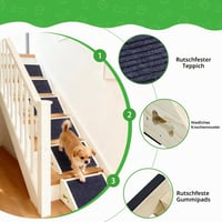 Rampă pentru câini JAOGAUS, 4 trepte, scară pentru animale de companie cu suprafață antiderapantă, scară cu înclinare redusă pentru câini de talie mică 4