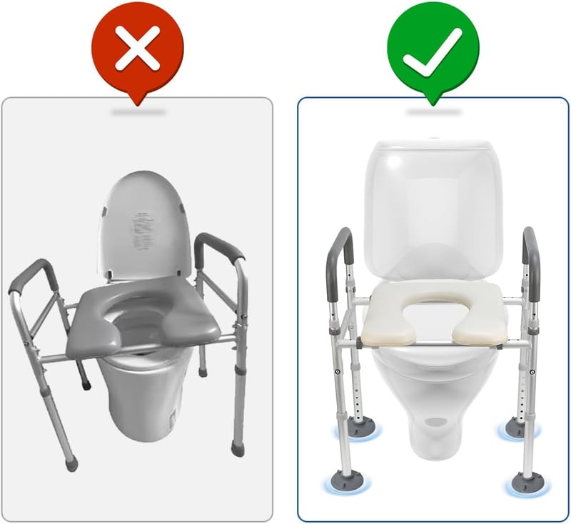JAOGAUS Magasított WC-ülőke Fogantyúval, Állítható Magasság, 150 kg Terhelhetőség
