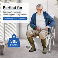JAOGAUS Magasított WC-ülőke Fogantyúval, Állítható Magasság, 150 kg Terhelhetőség 2