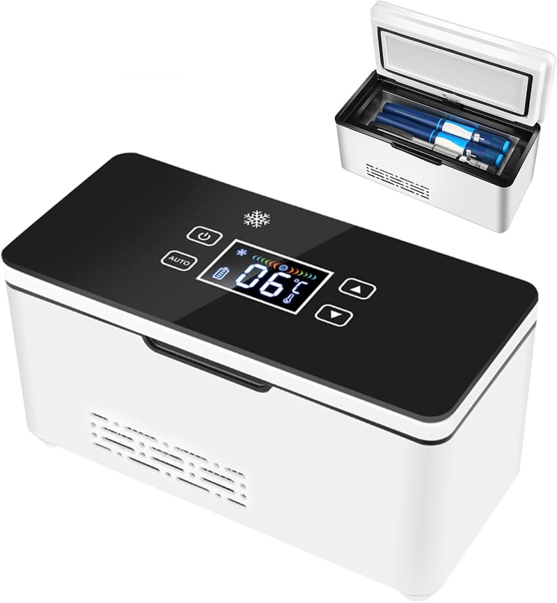 JAOGAUS Mini inzulinhűtő hordozható, 2-8 °C, dupla 10200 mAh akkumulátor