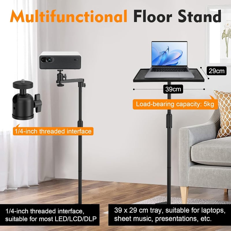 JAOGAUS Projektor Állvány Magasságállítható 122-154cm Tripod 360° Forgás