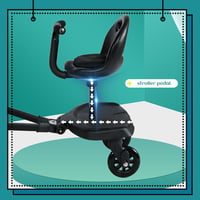 JAOGAUS Univerzális Babakocsira Szerelhető Lépcsőzőlap Üléssel - Fekete Buggy Board Testvéreknek, 99% Babakocsi Kompatibilis 9