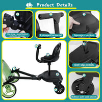 JAOGAUS Univerzális Babakocsira Szerelhető Lépcsőzőlap Üléssel - Fekete Buggy Board Testvéreknek, 99% Babakocsi Kompatibilis 5