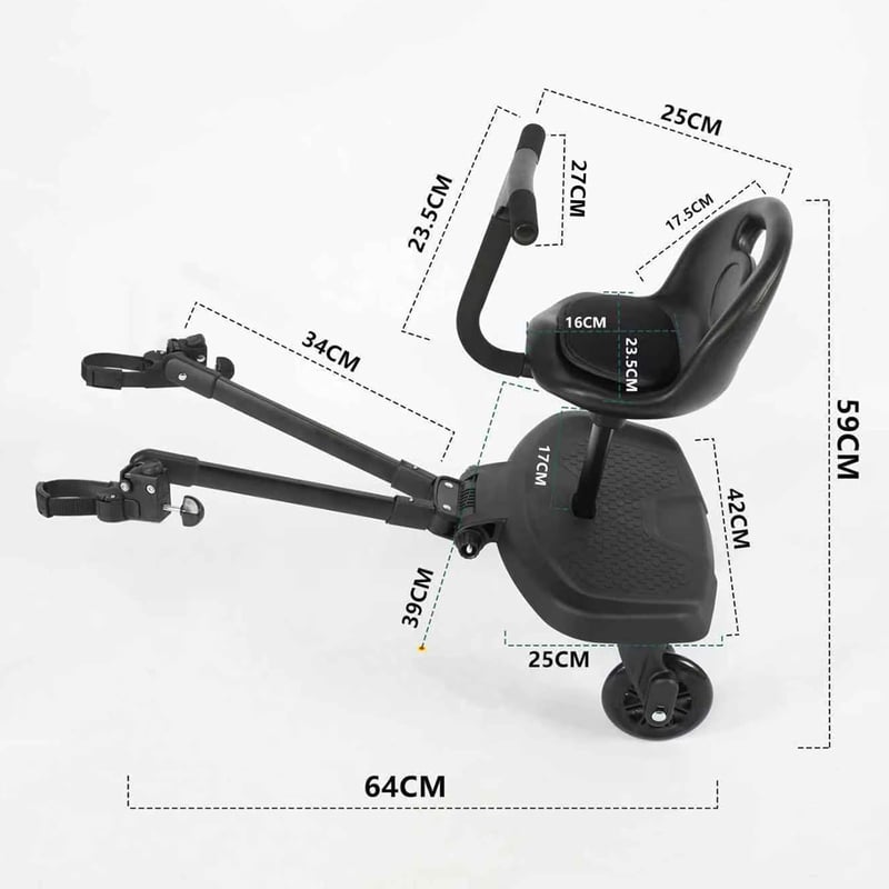 JAOGAUS Univerzális Babakocsira Szerelhető Lépcsőzőlap Üléssel - Fekete Buggy Board Testvéreknek, 99% Babakocsi Kompatibilis