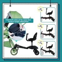 JAOGAUS Univerzális Babakocsira Szerelhető Lépcsőzőlap Üléssel - Fekete Buggy Board Testvéreknek, 99% Babakocsi Kompatibilis 4