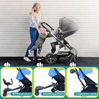 JAOGAUS Univerzális Babakocsira Szerelhető Lépcsőzőlap Üléssel - Fekete Buggy Board Testvéreknek, 99% Babakocsi Kompatibilis 3
