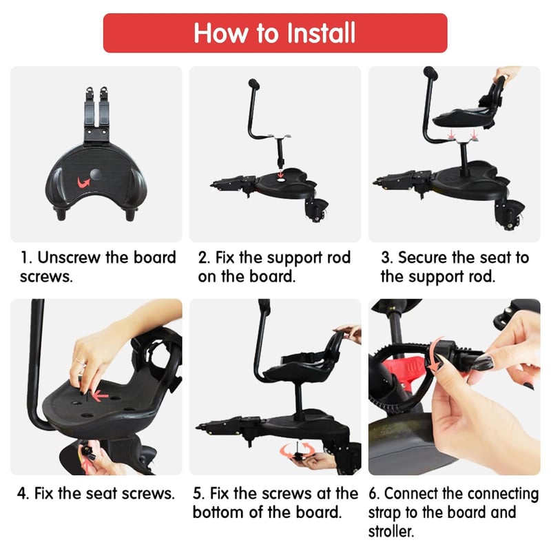 JAOGAUS Univerzális Buggy Board Ülésével 2-6 Éves Gyerekeknek, 25 kg Terhelhetőség