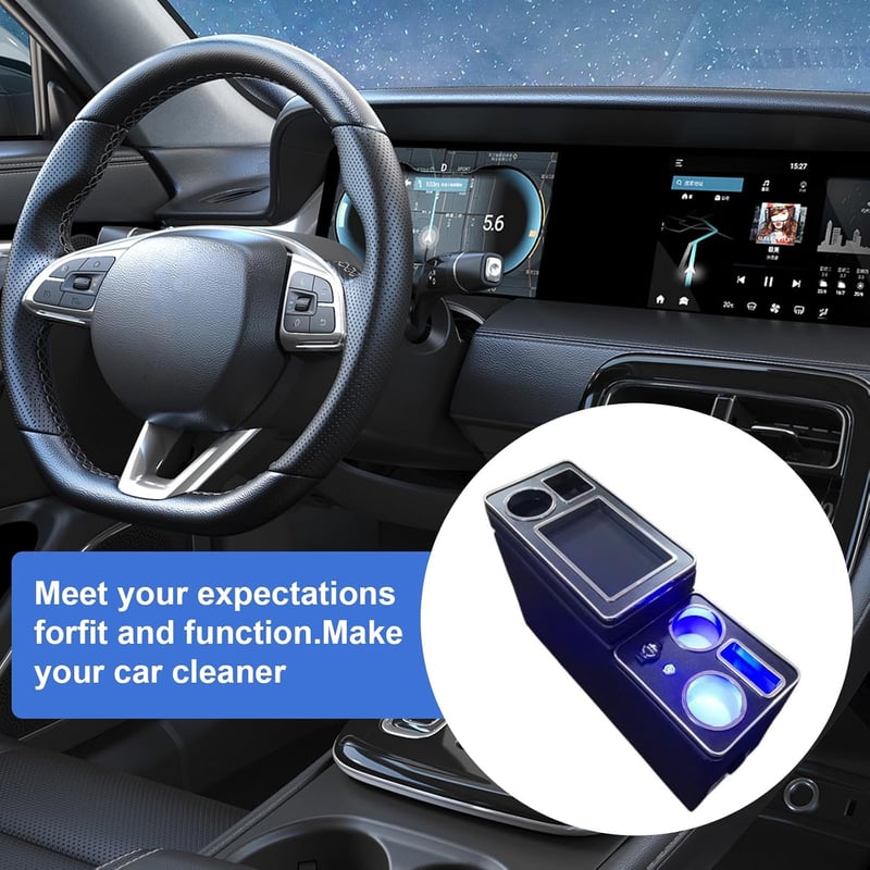 JAOGAUS VW T5 T6 T6.1 Középkonzol Tárolóval Vezeték Nélküli Töltéssel USB LED