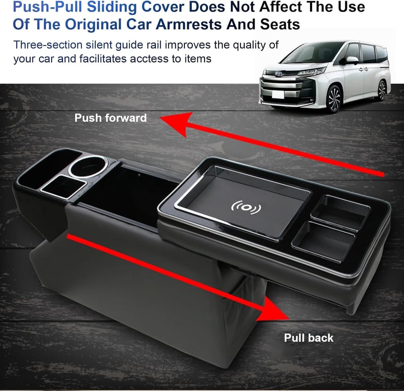 JAOGAUS VW T5 T6 T6.1 Középkonzol Tárolóval Vezeték Nélküli Töltéssel USB LED