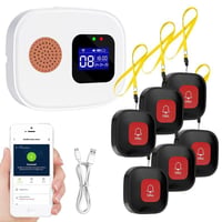 JAOGAUS WiFi SOS tiesňový hlásič pre seniorov a pacientov – 6x bezdrôtové núdzové tlačidlo + 1x prijímač, systém privolania pomoci pre opatrovateľov 1
