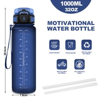 Bidon JAPORIA 1 L cu pai, sticlă de apă motivațională cu marcaj de timp, etanșă, pentru fitness, camping și ciclism 6