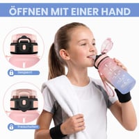Fľaša na vodu JAPORIA 500 ml, bez BPA, so slamkou, vhodná aj na sýtené nápoje, nepriepustná, s časovým označením, jednoduché čistenie, ideálna na turistiku 3