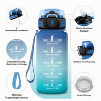 JAPORIA sportska boca sa slamkom 500 ml, bez BPA, s oznakom vremena, nepropusna, pogodna i za gazirana pića, za odrasle, za ured i teretanu 3