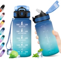 JAPORIA sportska boca sa slamkom 500 ml, bez BPA, s oznakom vremena, nepropusna, pogodna i za gazirana pića, za odrasle, za ured i teretanu 1