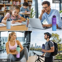 JAPORIA Termos od 1 litre, boca od nehrđajućeg čelika bez BPA sa slamkom, vakuumski izolirana termos boca, prikladna i za gazirana pića, za sport, biciklizam, piknik, fitness 6