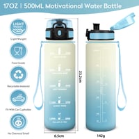 Fľaša na vodu JAPORIA 500 ml so sitkom a časovou značkou, bez obsahu BPA, nepriepustná fľaša na pitie do posilňovne, kancelárie, školy, na bicykel 5