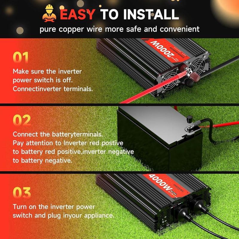 JARXIOKE 2000W/4000W Inverter 12V-230V Módosított Szinuszhullám Autó Lakóautó Napelem