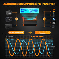 JARXIOKE 600W Színuszos Feszültségátalakító 12V-230V - Autós Inverter LCD Kijelzővel, EU Csatlakozóval, Napelemes Rendszerekhez 5