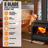 Jasfyee 8 Lapátos Kályha Ventilátor - Áramforrás Nélküli, Hőmérséklet Kijelzős, Csendes Működésű Kandallóventilátor Kesztyűvel, 15-20m² Fűté 2