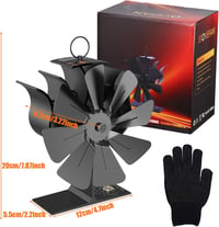 Jasfyee 8 Lapátos Kályha Ventilátor - Áramforrás Nélküli, Hőmérséklet Kijelzős, Csendes Működésű Kandallóventilátor Kesztyűvel, 15-20m² Fűté 9