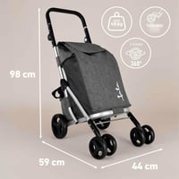 Cărucior de cumpărături Jata HCAR2502, 40L, cu geantă termoizolantă, 4 roți, rotație 360 de grade, pliabil, cu frână, cadru din aluminiu 2