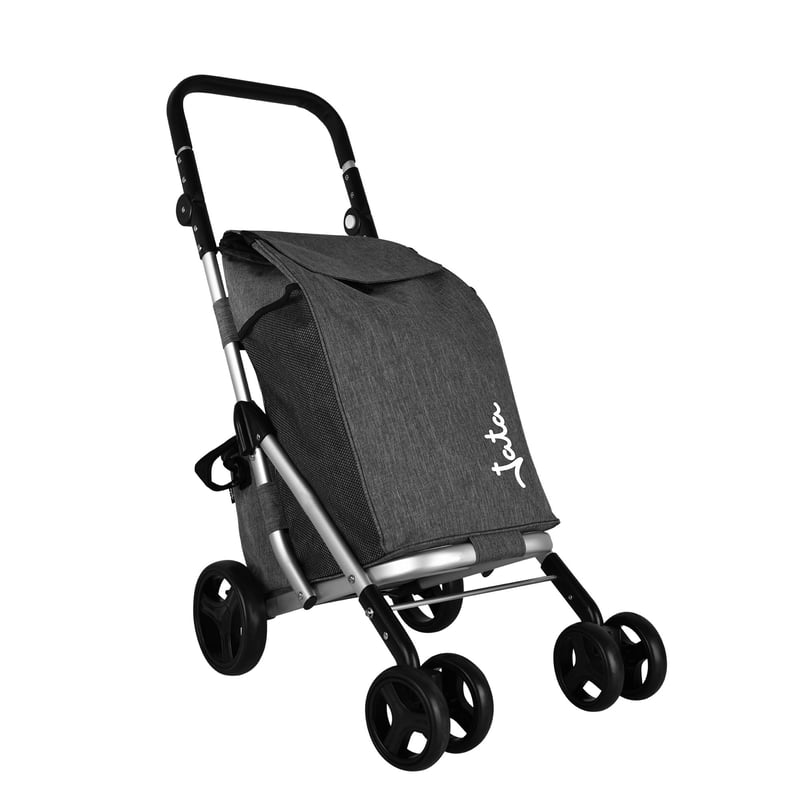 Cărucior de cumpărături Jata HCAR2502, 40L, cu geantă termoizolantă, 4 roți, rotație 360 de grade, pliabil, cu frână, cadru din aluminiu