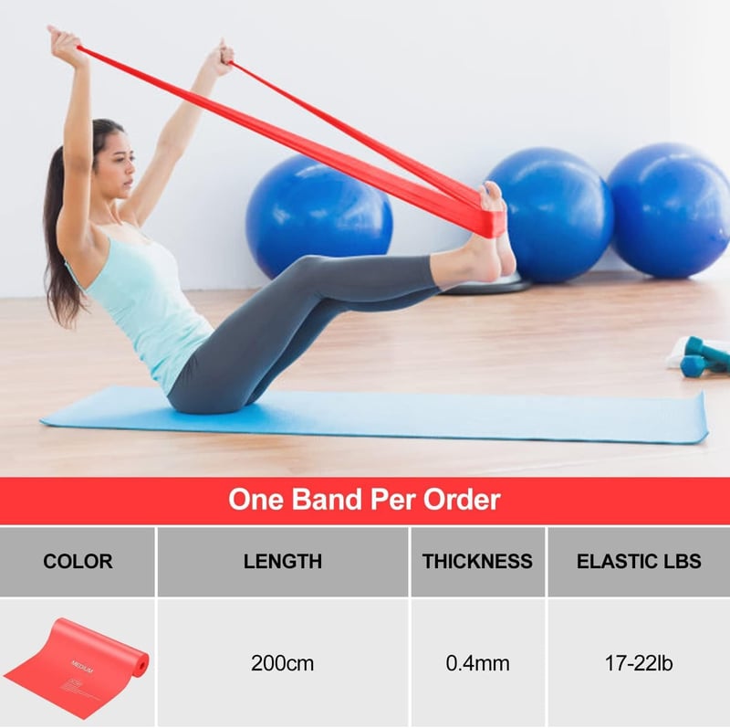 JATEKA Fitness Gumiszalag 2 méter Edzéshez Otthoni Edzéshez - Single pack in red